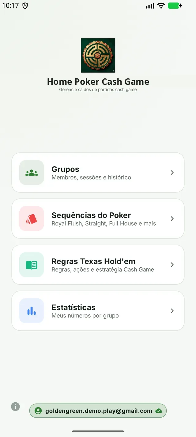 App home screen with access to groups, rules and stats
